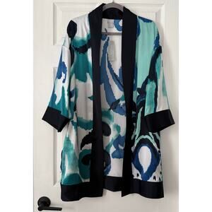 Chico's Travelers New Women's Scroll Print Kimono Jacket Agate Size S/M